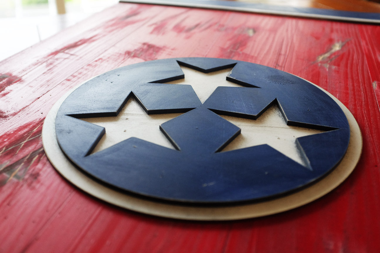 Tennessee Wood Flag in vintage finish handmade by Patriot Wood