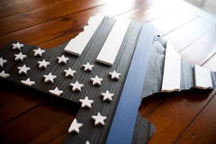 Thin Blue Line Texas wooden flag by Patriot Wood