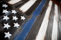 Thin Blue Line Vintage Wooden Flag by Patriot Wood