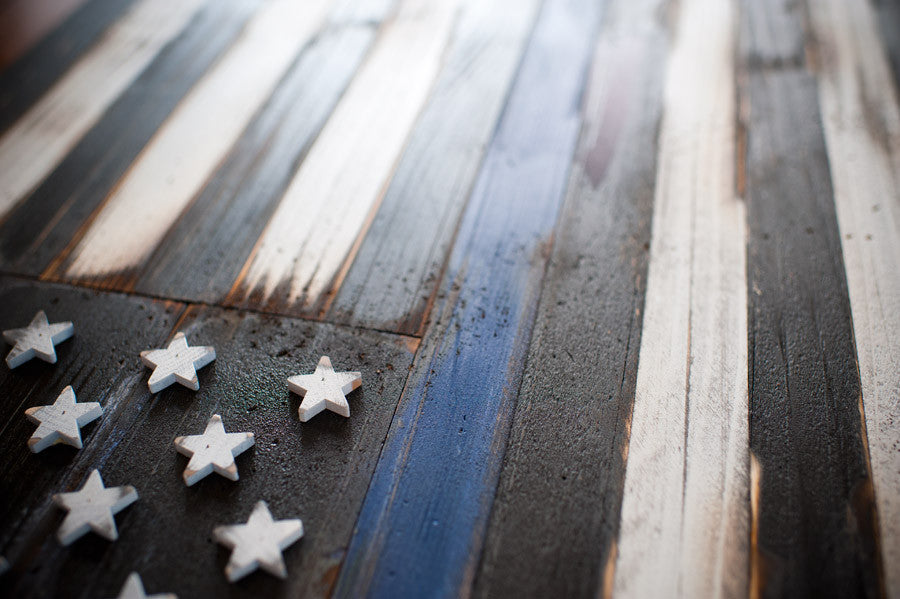 Thin Blue Line Vintage Wooden Flag by Patriot Wood