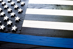 Thin Blue Line Wooden Flag by Patriot Wood