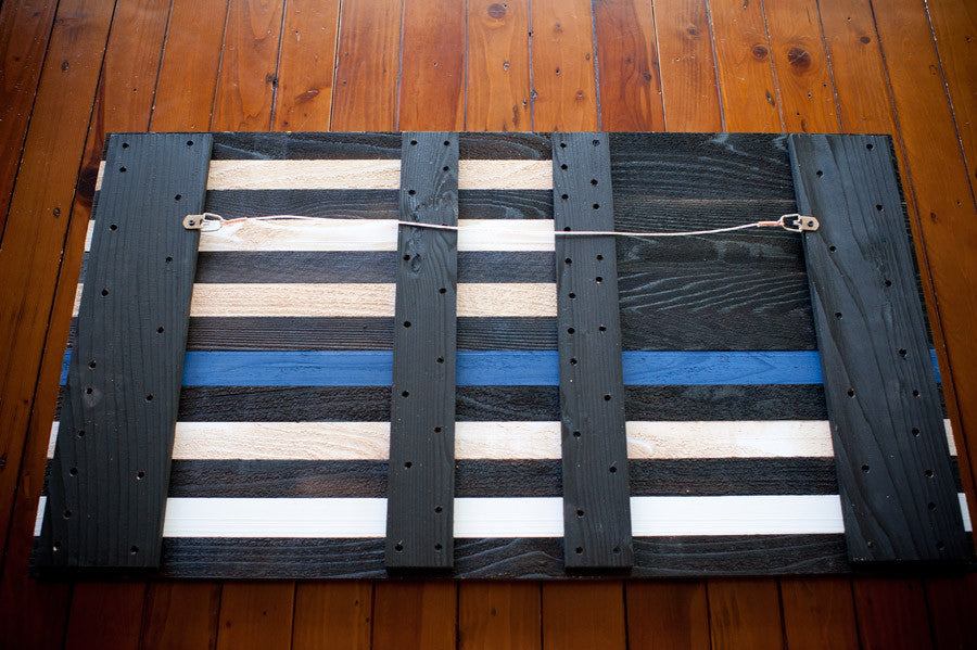 Thin Blue Line Wooden Flag by Patriot Wood