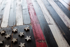 Thin Red Line Vintage Wood Flag