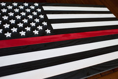 Thin Red Line wood flag, wooden wall art by Patriot Wood