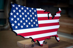 USA Continental Shaped Wooded Flag by Patriot Wood