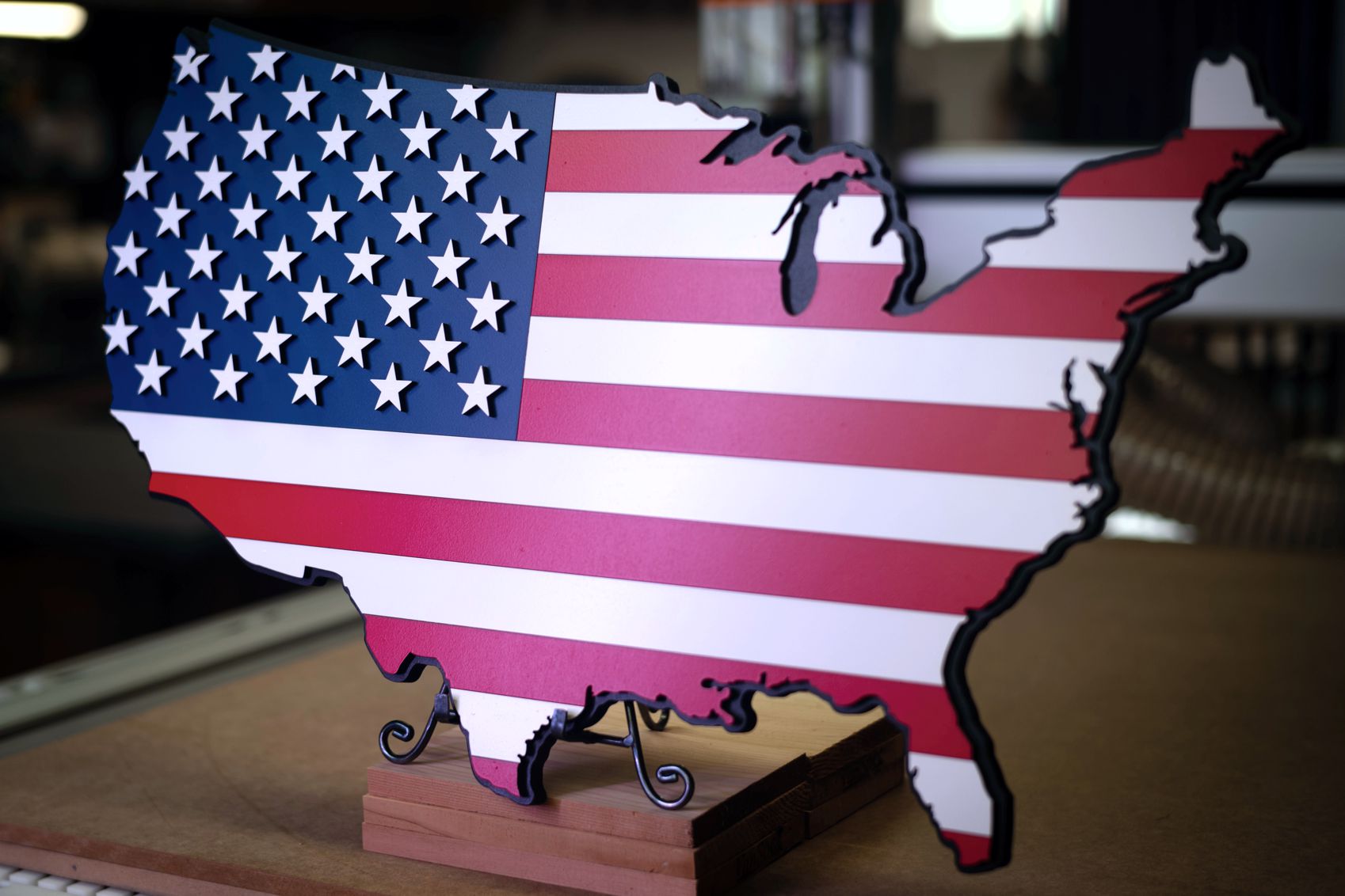 USA Continental Shaped Wooded Flag by Patriot Wood