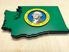 Washington State Shape Wooden Flag by Patriot Wood