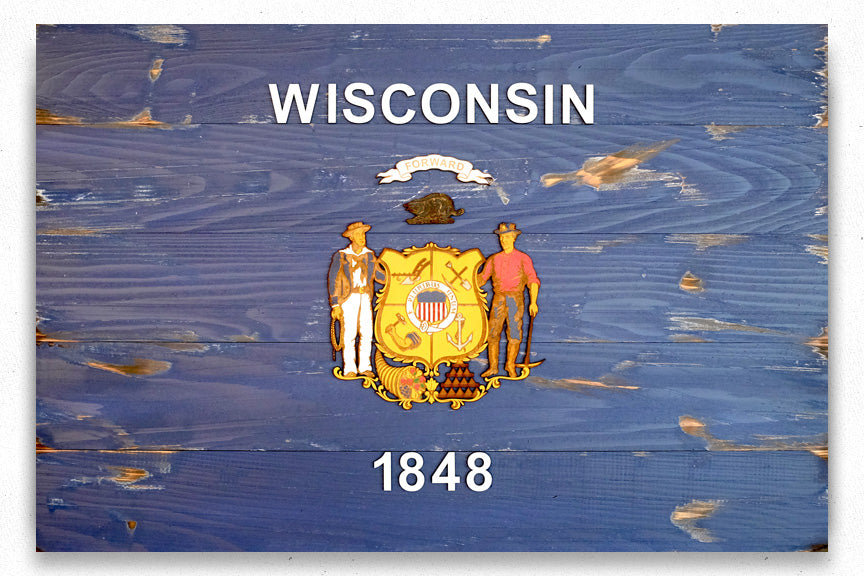 Wisconsin Vintage Wooden Flag by Patriot Wood